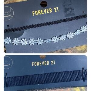 Forever‎ 21 Black Choker Necklace Set of 3 Adjustable Retro Y2K 90s Fairygoth